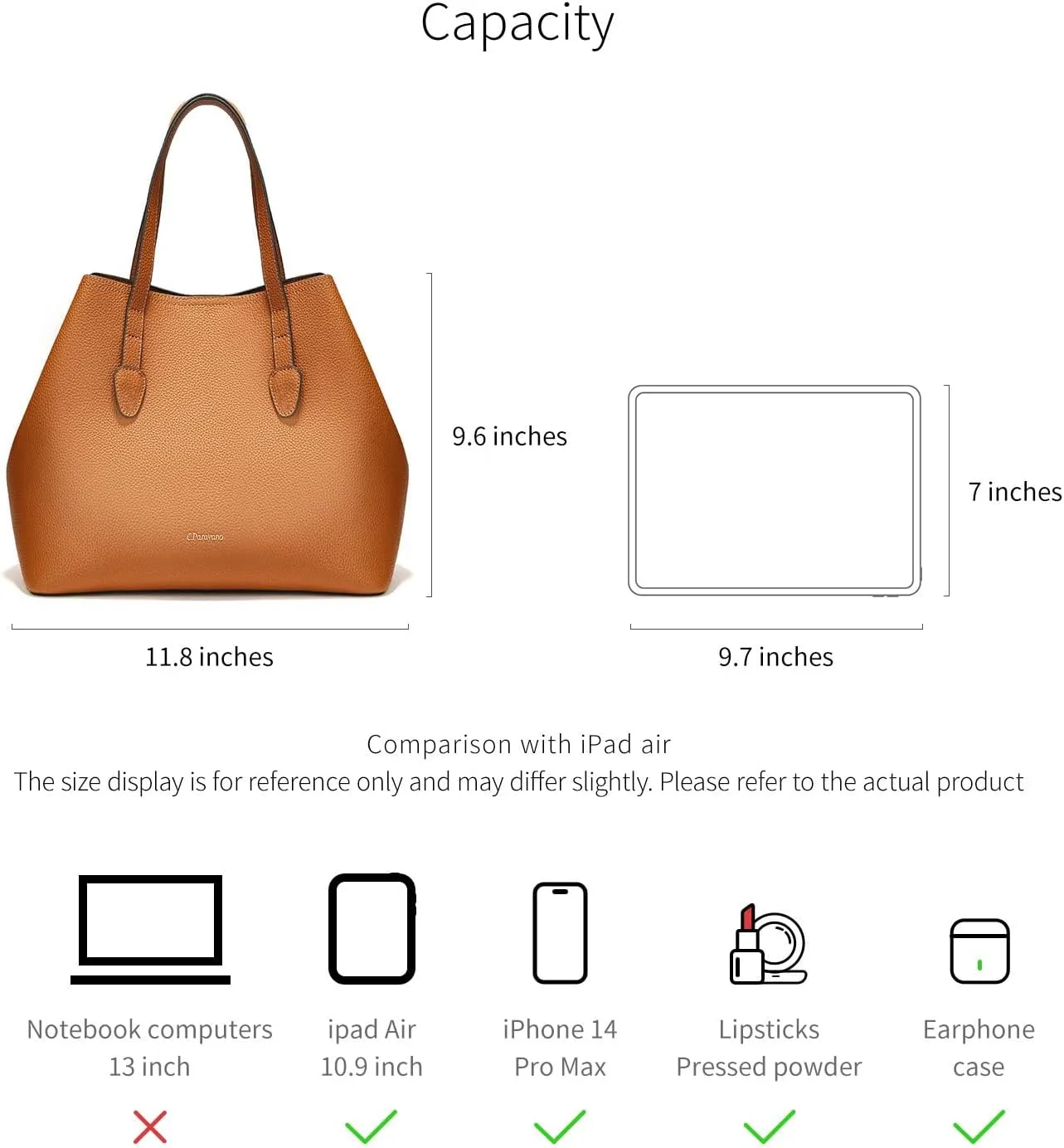 C.Paravano Large Capacity Tote Handbag | Full Grain Leather Tote Bag | Hobo Bag | Women's Top Handle Tote | Travel Work Tote
