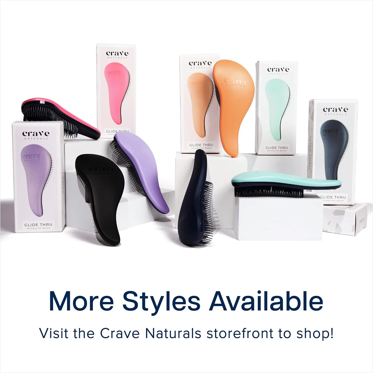 Crave Naturals Glide Thru Hair Brush - 2 Pack Detangler Brush for Curly, Straight, Wet or Dry Hair - Gentle Detangling Brushes for Adults, Kids, Toddlers, 7.5"x3" - Coral and Turquoise