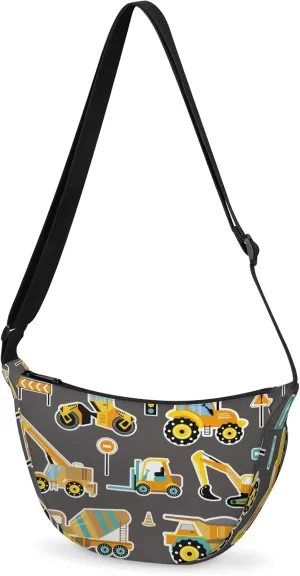 Crescent Bag for Women Men, Lightweight Medium Folding Crescent Moon Bag, Single Shoulder Bags with 2 Small Pockets