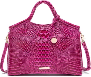 Crocodile-Embossed Pattern Handbag for Women Leather Purse Classy Tote Top-Handle Satchel Ladies Shoulder Bag