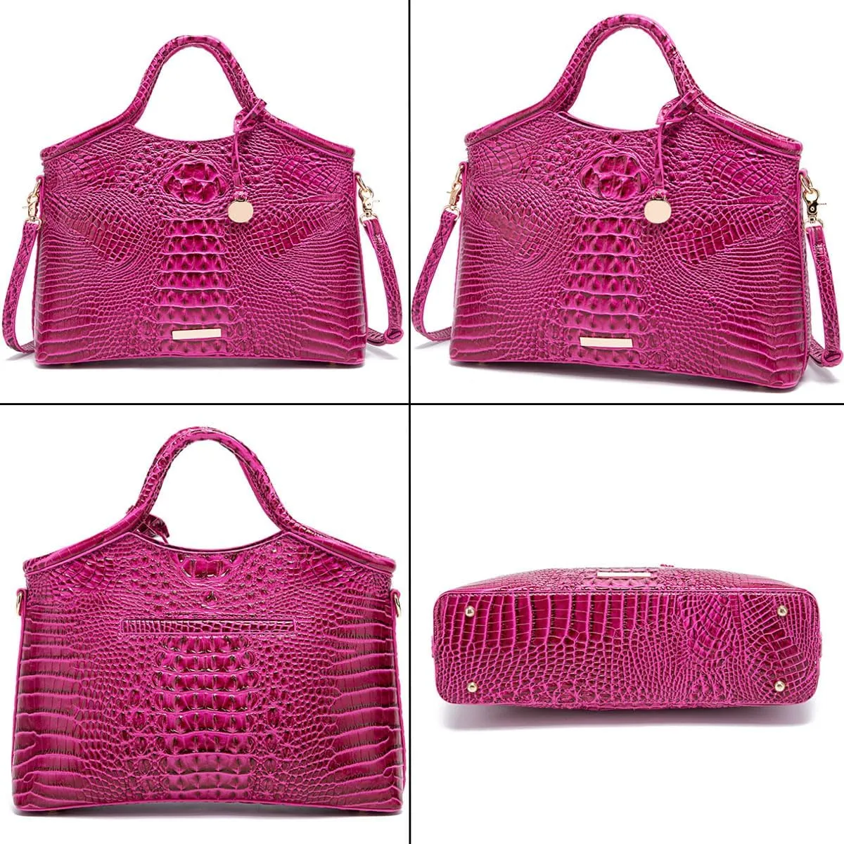 Crocodile-Embossed Pattern Handbag for Women Leather Purse Classy Tote Top-Handle Satchel Ladies Shoulder Bag