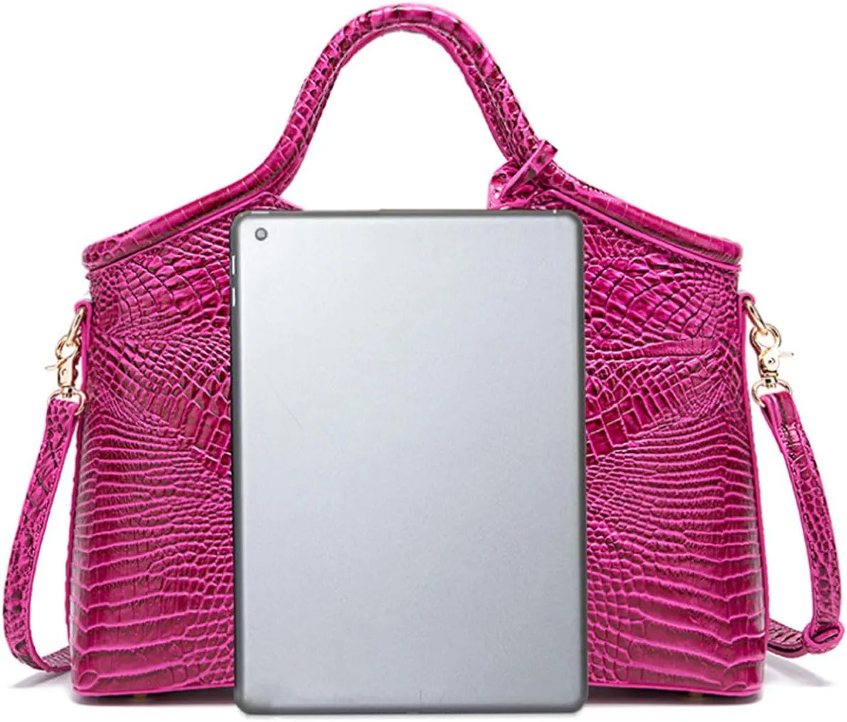 Crocodile-Embossed Pattern Handbag for Women Leather Purse Classy Tote Top-Handle Satchel Ladies Shoulder Bag