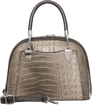 Crocodile Embossed Structured Handbag for Women – Elegant Top Handle Purse with Detachable Shoulder Strap