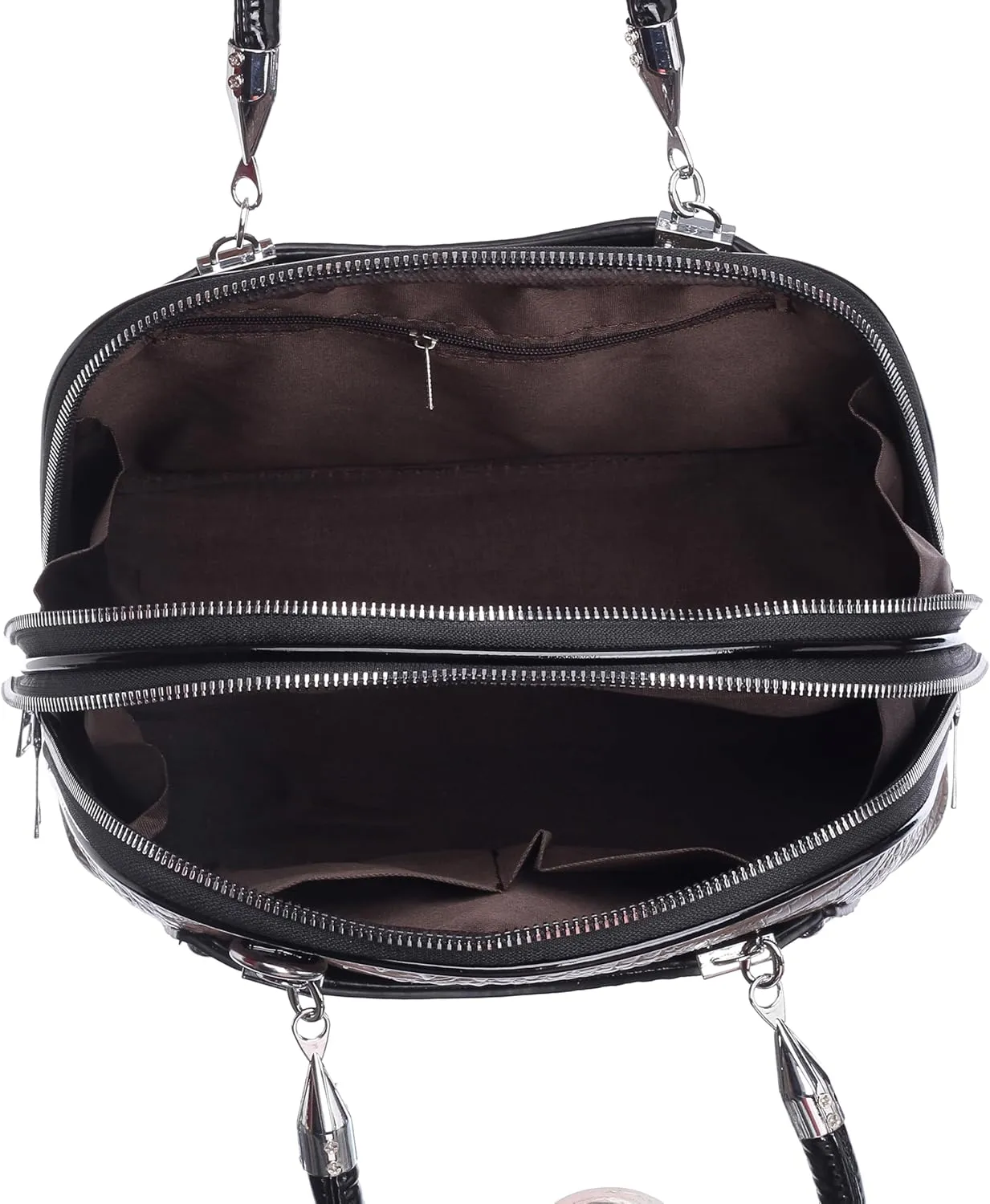 Crocodile Embossed Structured Handbag for Women – Elegant Top Handle Purse with Detachable Shoulder Strap