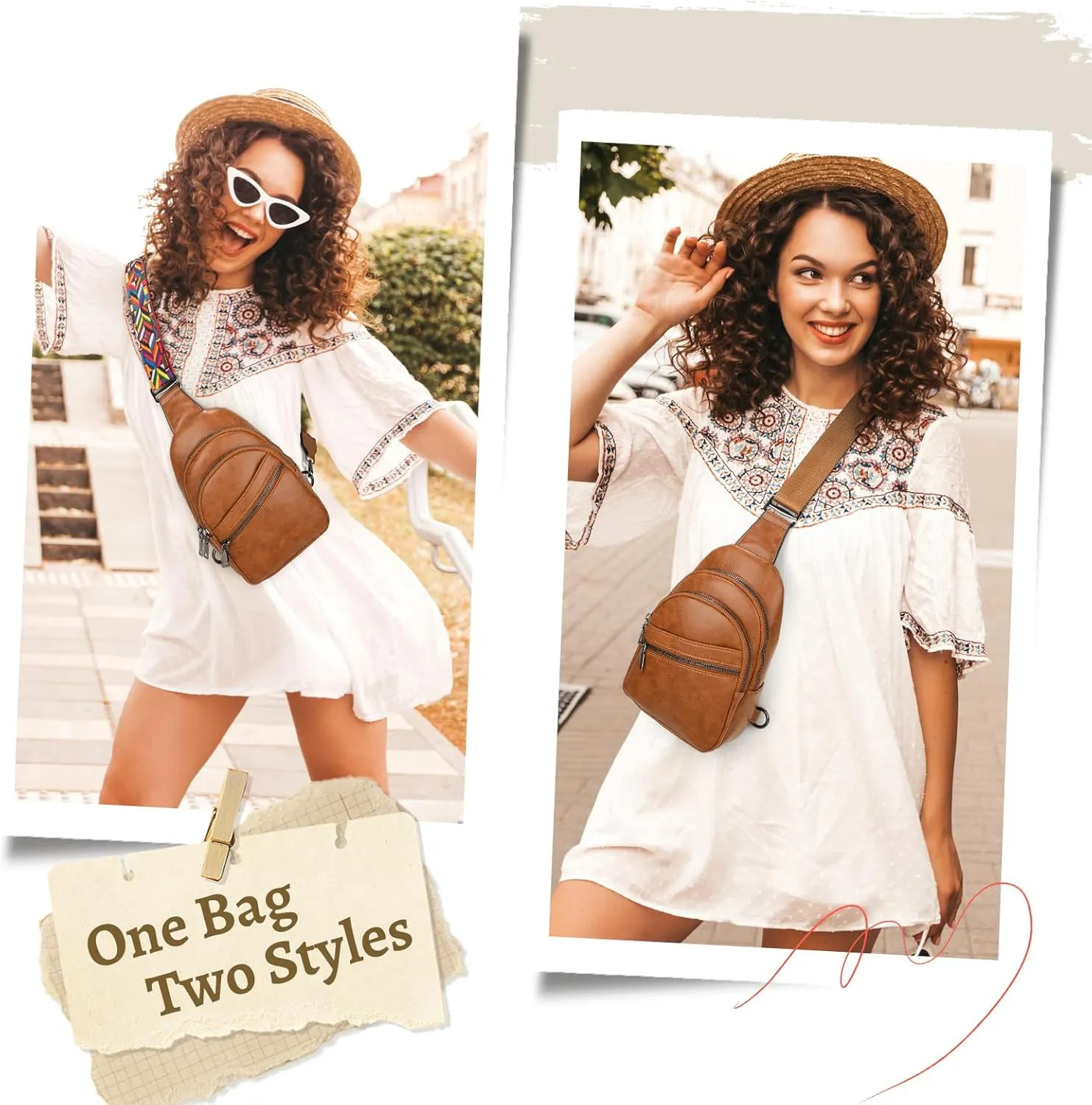 Crossbody Bag for Women, PU Leather Fanny Pack, Sling Bag, Chest Bag for Travel Shopping Sports