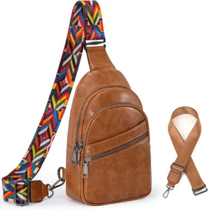 Crossbody Bag for Women, PU Leather Fanny Pack, Sling Bag, Chest Bag for Travel Shopping Sports