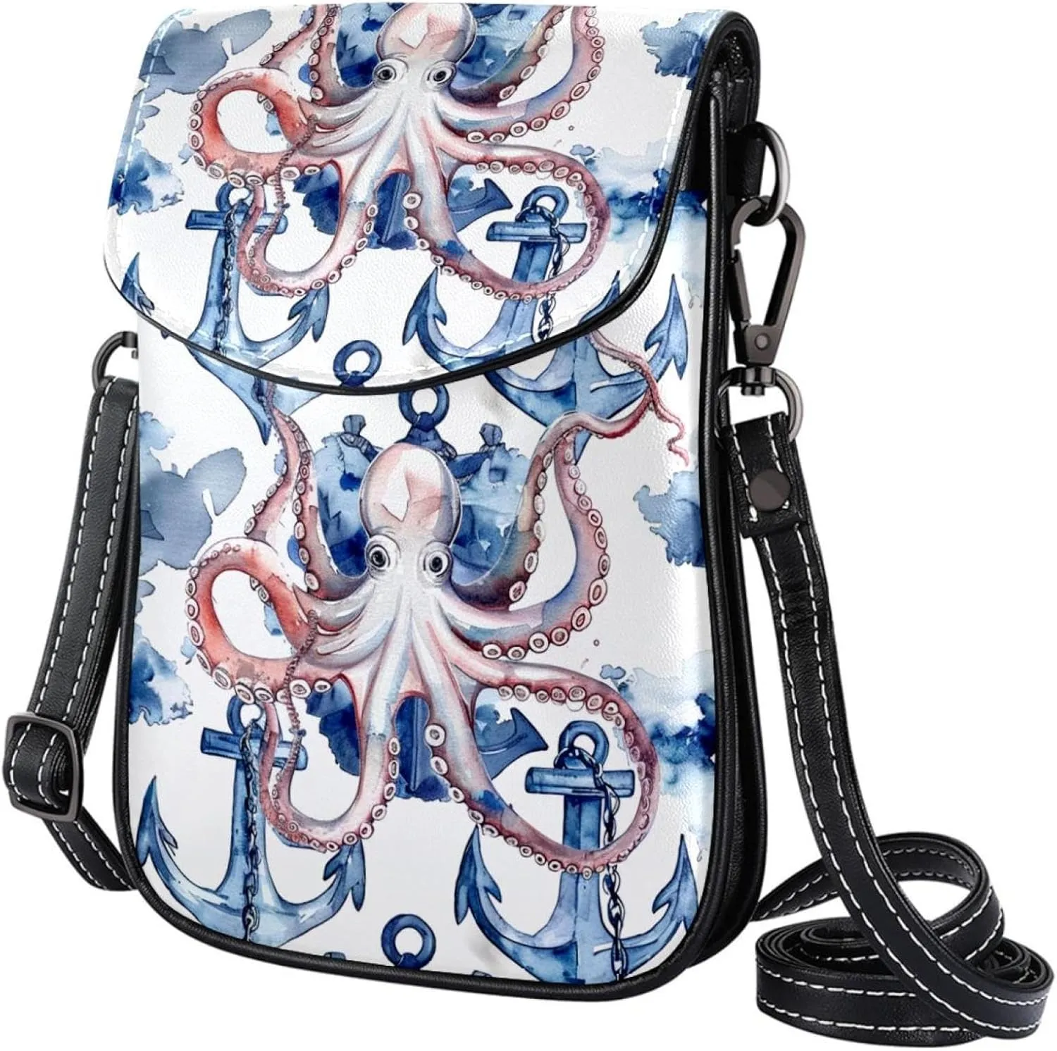 Crossbody Bags for Women,Crossbody Bag Men,Small Sling Bag,Devilfish Anchor Coral Octopus,Crossbody Purse
