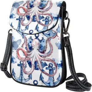 Crossbody Bags for Women,Crossbody Bag Men,Small Sling Bag,Devilfish Anchor Coral Octopus,Crossbody Purse