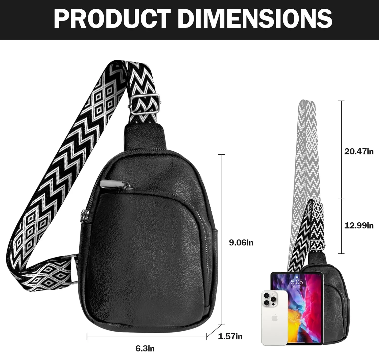 Crossbody bags for women,travel sling bag, fanny packs purses for women bag with pu leather.