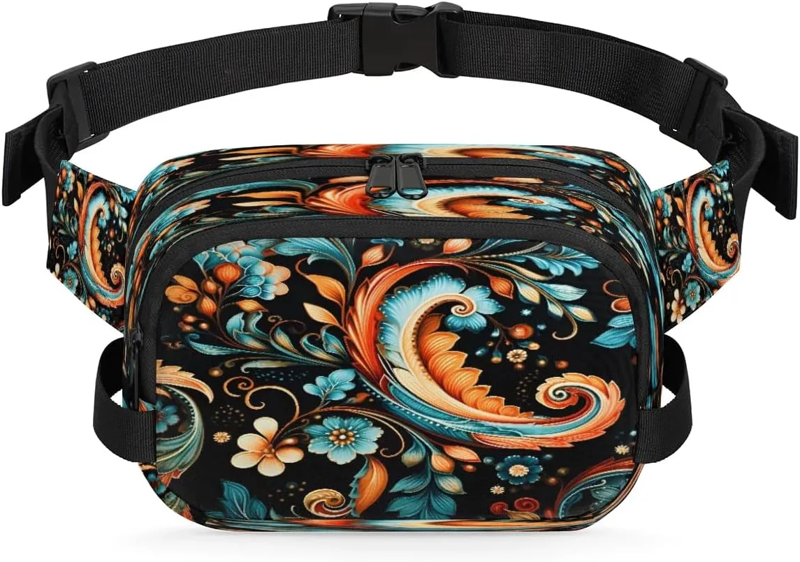 Crossbody Fanny Pack for Women Men Ethnic Abstraction Waist Bag Belt Bag for Travel Hiking Running