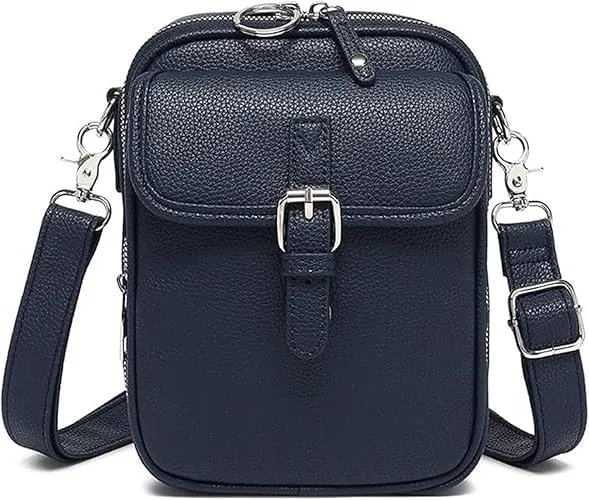 Crossbody Leather Bag, Vintage Messenger Bag, With Card Slots, Double-Layer Large Capacity Mini Bags for Women