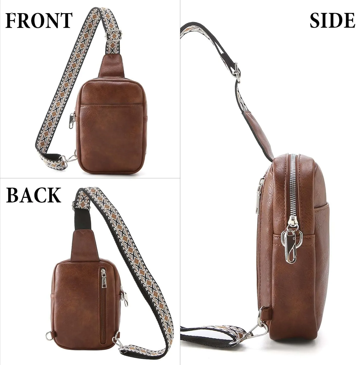 Crossbody Sling Bag for Women Man Anti Theft Vegan Leather Bag Anti Pickpocket Zipper Clip RFID Blocking Chest Bags…