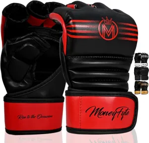 Crown MMA Gloves for Men & Women Martial Arts Punching Bag Gloves, UFC Grappling Fighting & Kickboxing Gloves Pre-Curved Half Finger Boxing Sparring Glove