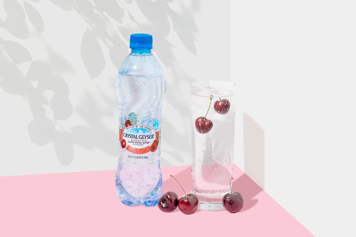 Crystal Geyser Sparkling Cherry Alpine Natural Spring Water, 24-Pack, 16.9oz Bottles, Zero Calories and No Sweeteners, Naturally Flavored, Bottled at The Source