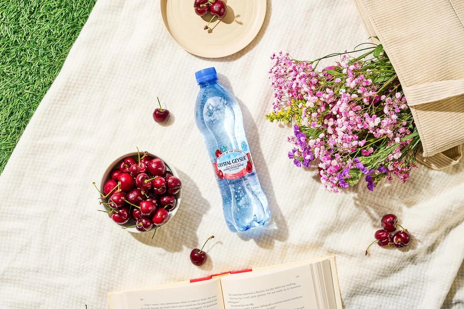 Crystal Geyser Sparkling Cherry Alpine Natural Spring Water, 24-Pack, 16.9oz Bottles, Zero Calories and No Sweeteners, Naturally Flavored, Bottled at The Source