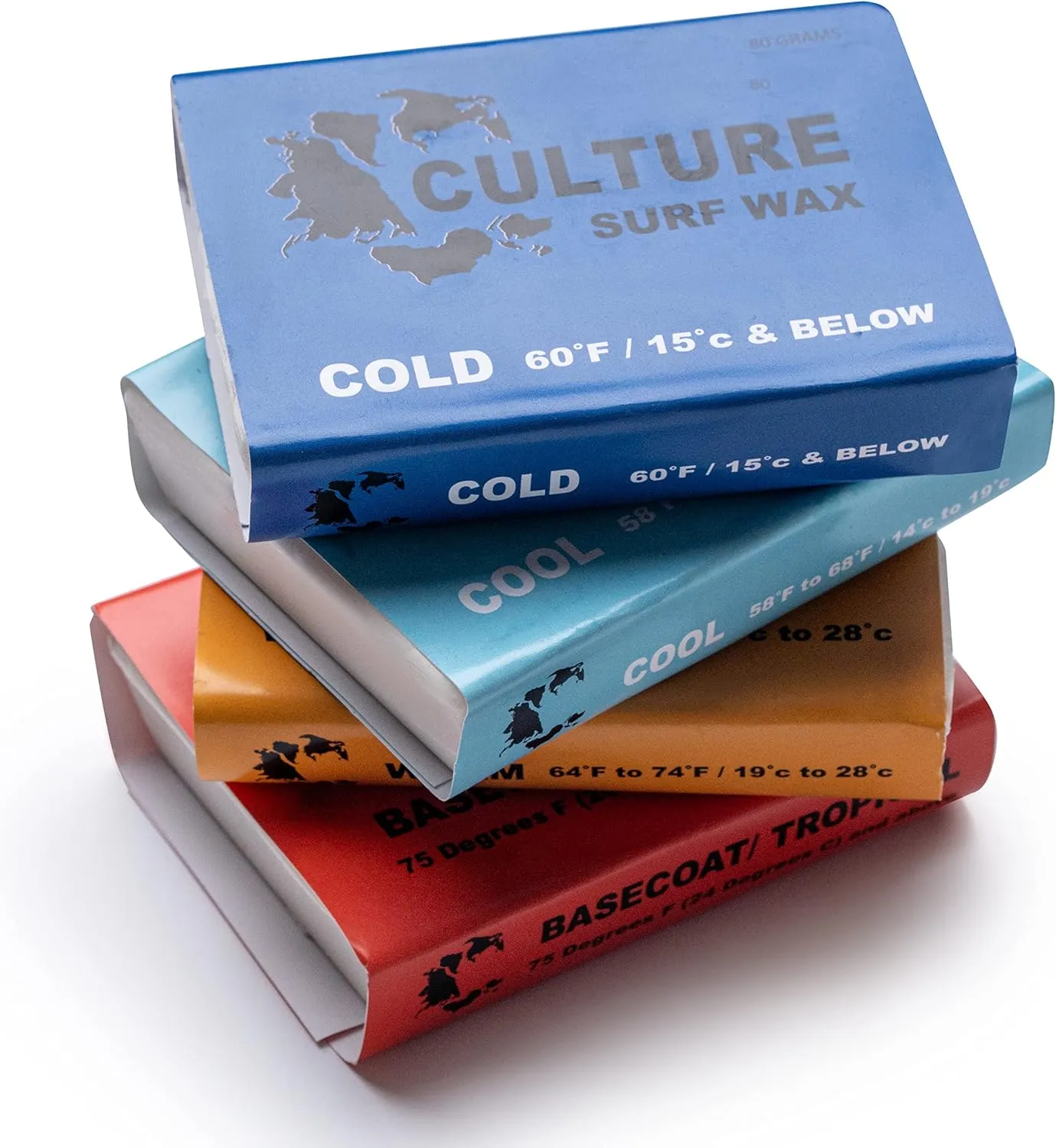 Culture Supply Surfboard Wax ~ 80g Bars | 6-Packs and 84 bar Cases | Tropical/Base | Warm | Cool | Cold | Wax Comb Included