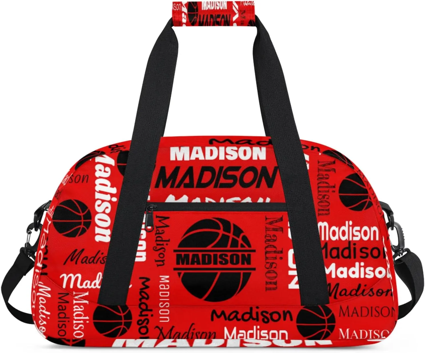 Custom Basketball Gym Duffel Bag for Women Men, Personalized Name Travel Sport Bags Customized Balls Weekender Bag, Coral Red A