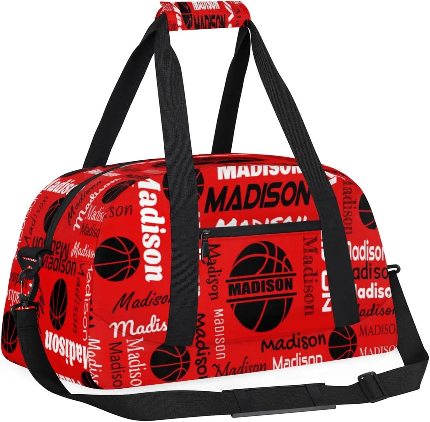 Custom Basketball Gym Duffel Bag for Women Men, Personalized Name Travel Sport Bags Customized Balls Weekender Bag, Coral Red A