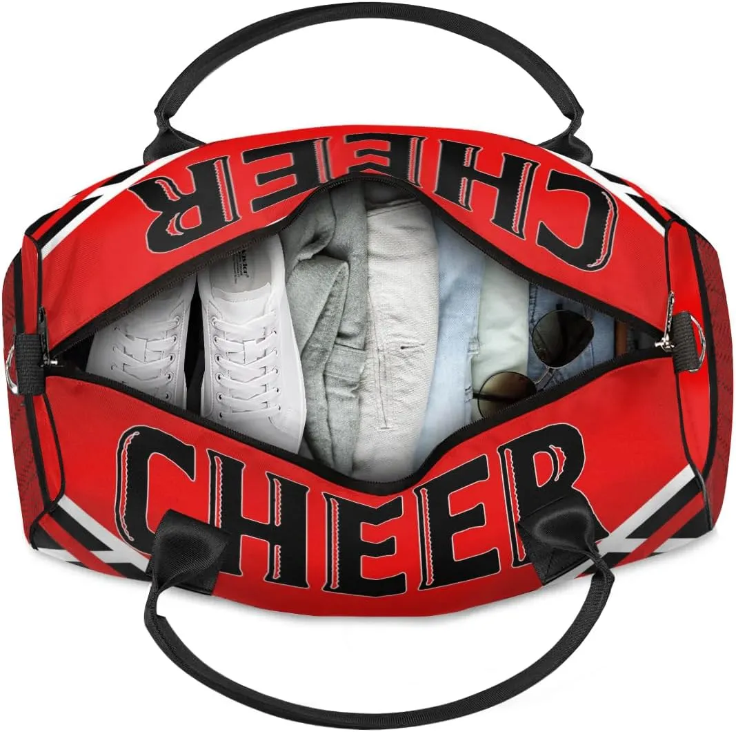 Custom Cheer Bags for Cheerleaders, Personalized Name Sport Gym Duffel Bags, Custom Travel Overnight Weekender Bag Personalized Cheerleading Gifts, Coral Red A