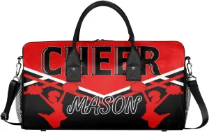 Custom Cheer Bags for Cheerleaders, Personalized Name Sport Gym Duffel Bags, Custom Travel Overnight Weekender Bag Personalized Cheerleading Gifts, Coral Red A