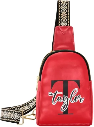 Custom Red Sling Bag for Women Personalized Leather Crossbody Bags Sling Bag Crossbody Purse Cell Phone Purse with Adjustable Strap for Women