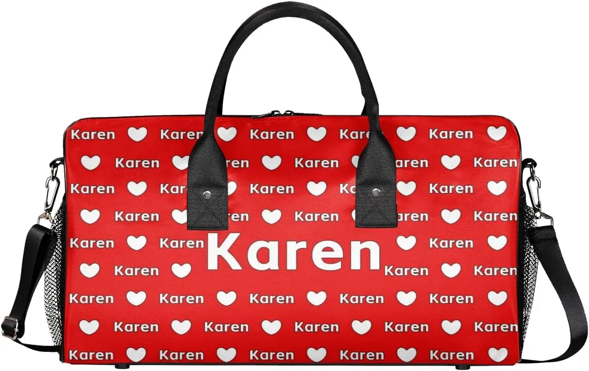 Custom Travel Duffel Bag Personalized Duffle Bag with Name, Gym Bag for Women Men Sports Tote Bags for Dance Gym Weekender Overnight Bag, Coral Red A