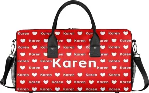 Custom Travel Duffel Bag Personalized Duffle Bag with Name, Gym Bag for Women Men Sports Tote Bags for Dance Gym Weekender Overnight Bag, Coral Red A