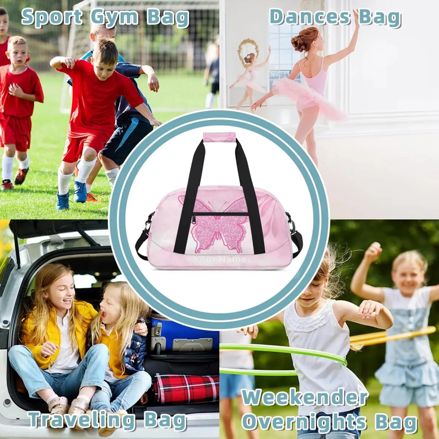 Custom Travel Gym Duffel Bag for Women Men Personalized Weekender Bag Carry On Tote Overnight Bag for Dance Sport Coral Pinks