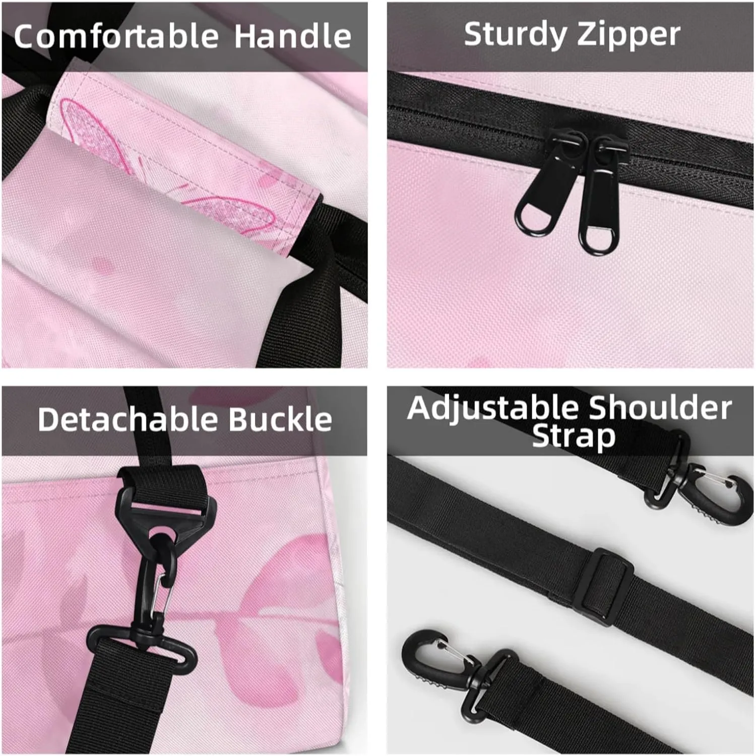 Custom Travel Gym Duffel Bag for Women Men Personalized Weekender Bag Carry On Tote Overnight Bag for Dance Sport Coral Pinks