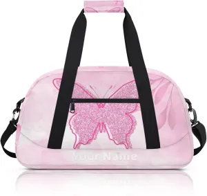 Custom Travel Gym Duffel Bag for Women Men Personalized Weekender Bag Carry On Tote Overnight Bag for Dance Sport Coral Pinks