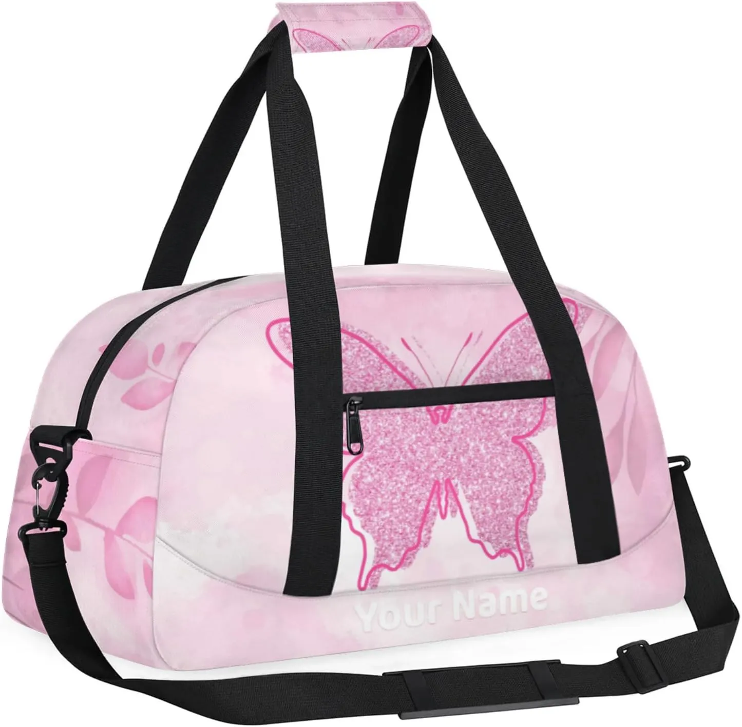 Custom Travel Gym Duffel Bag for Women Men Personalized Weekender Bag Carry On Tote Overnight Bag for Dance Sport Coral Pinks