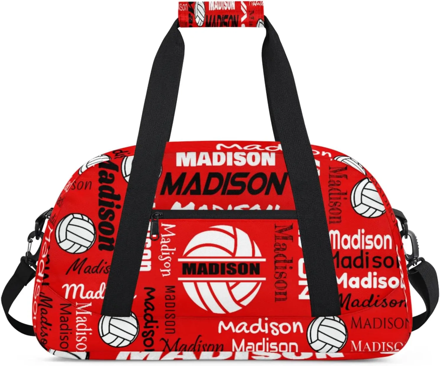 Custom Volleyball Gym Bag Duffel Bag for Women Men, Personalized Name Sport Bag Customized Overnight Bags Travel Weekender Bag, Coral Red A