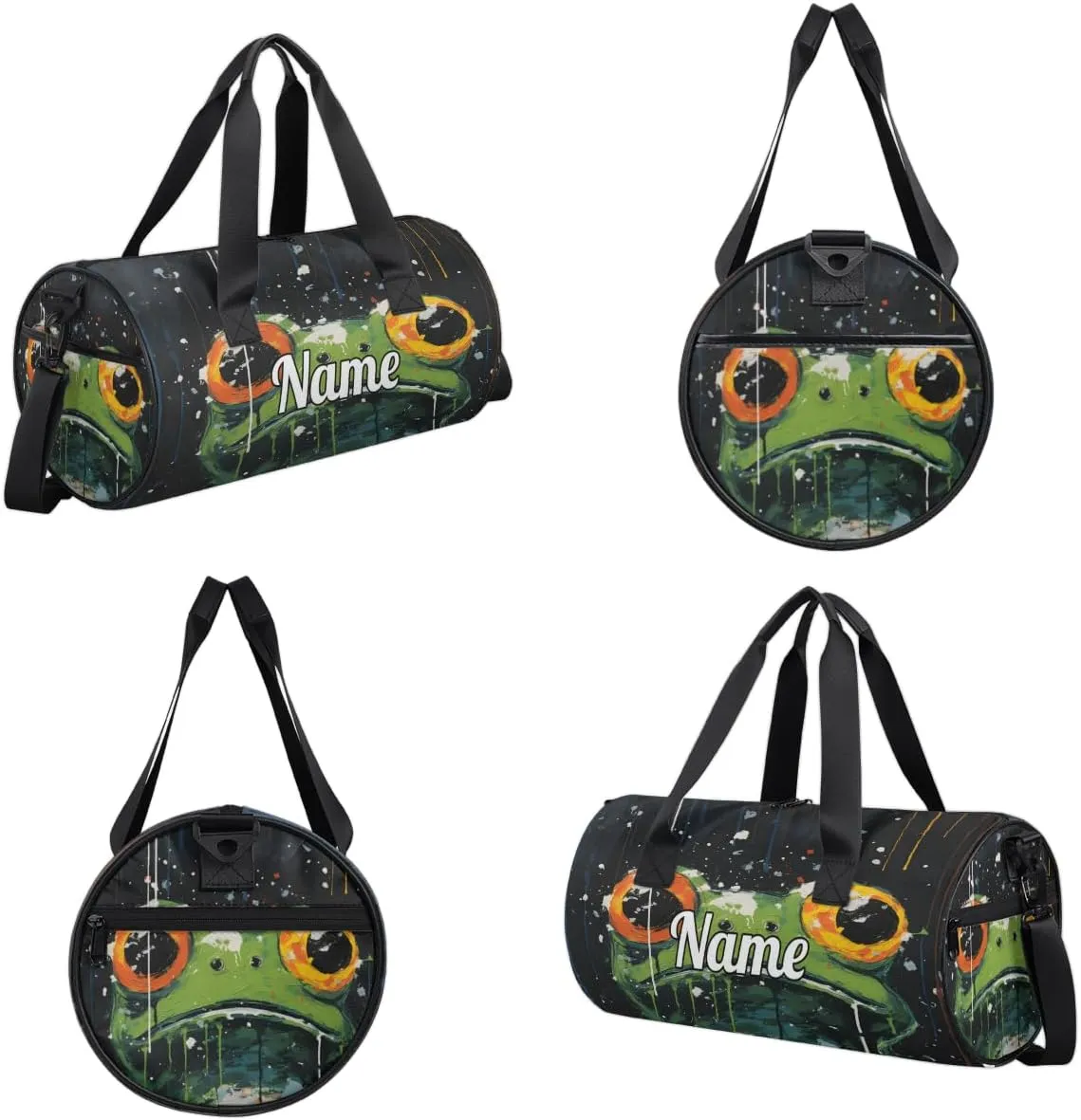Cute Dance Bag Sport Duffel Gymnastics Sport Bags Custom Ballet Bag Overnight Weekender Bag Waterproof Pattern, Funny Frogs Pattern Print