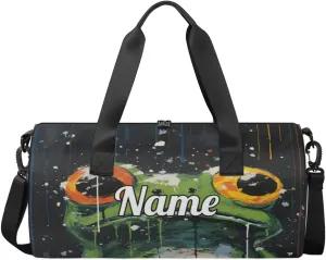 Cute Dance Bag Sport Duffel Gymnastics Sport Bags Custom Ballet Bag Overnight Weekender Bag Waterproof Pattern, Funny Frogs Pattern Print