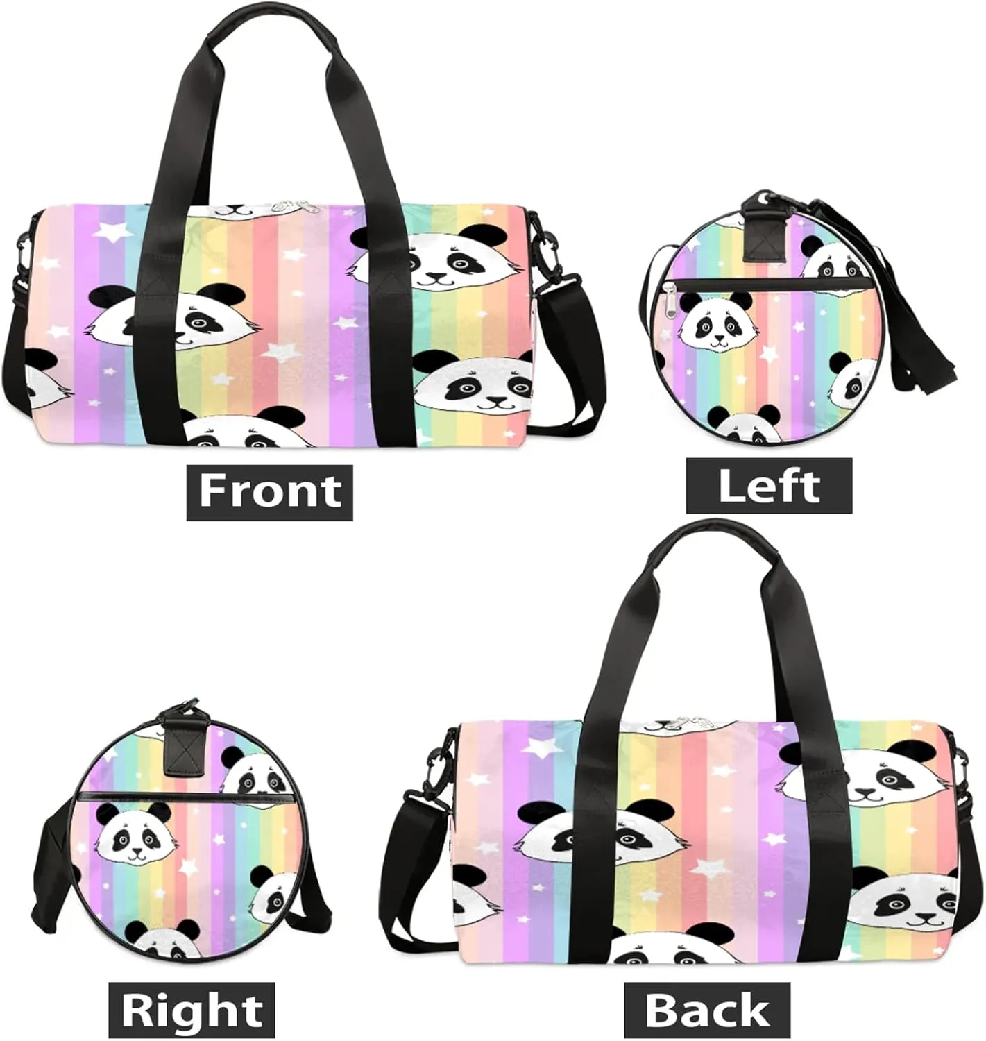 Cute Panda Seamless Pattern Sports Gym Bag for Men Women Lightweight Travel Duffle Bag with Shoulder Strap Waterproof Carry On Weekender Overnight Bag for Travel Sports Gym