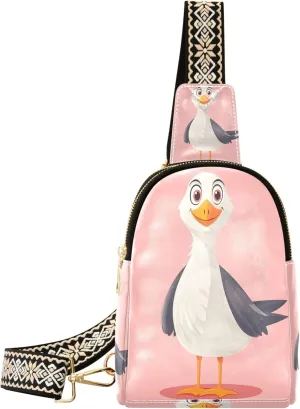 Cute Seagulls Crossbody Bag for Men and Women, Adjustable Shoulder Strap Sling Bag, Fanny Pack Sling Backpack Suitable for Outdoor, Running, Travelling