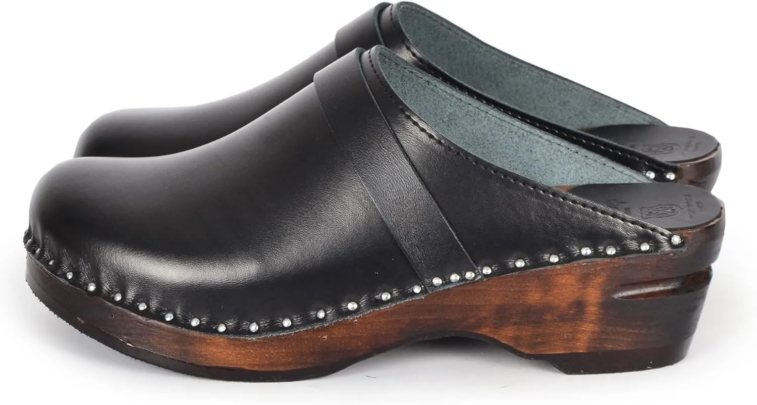 Da Vinci Bastad Slip On Closed Toe Leather Womens Original Swedish Wooden Clogs
