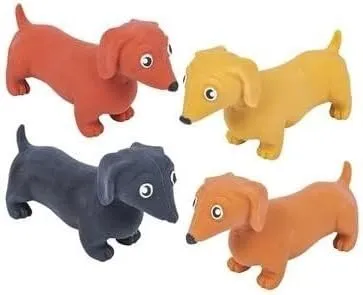 Dachshund Dogs 4 Pack Stretchable Squeezy -Fidget- Anxiety-Stress Reliever, – Party Favor, Accessory, Goody Bags, Prizes, Piñatas, Stocking Stuffers, Carnivals