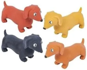 Dachshund Dogs 4 Pack Stretchable Squeezy -Fidget- Anxiety-Stress Reliever, – Party Favor, Accessory, Goody Bags, Prizes, Piñatas, Stocking Stuffers, Carnivals