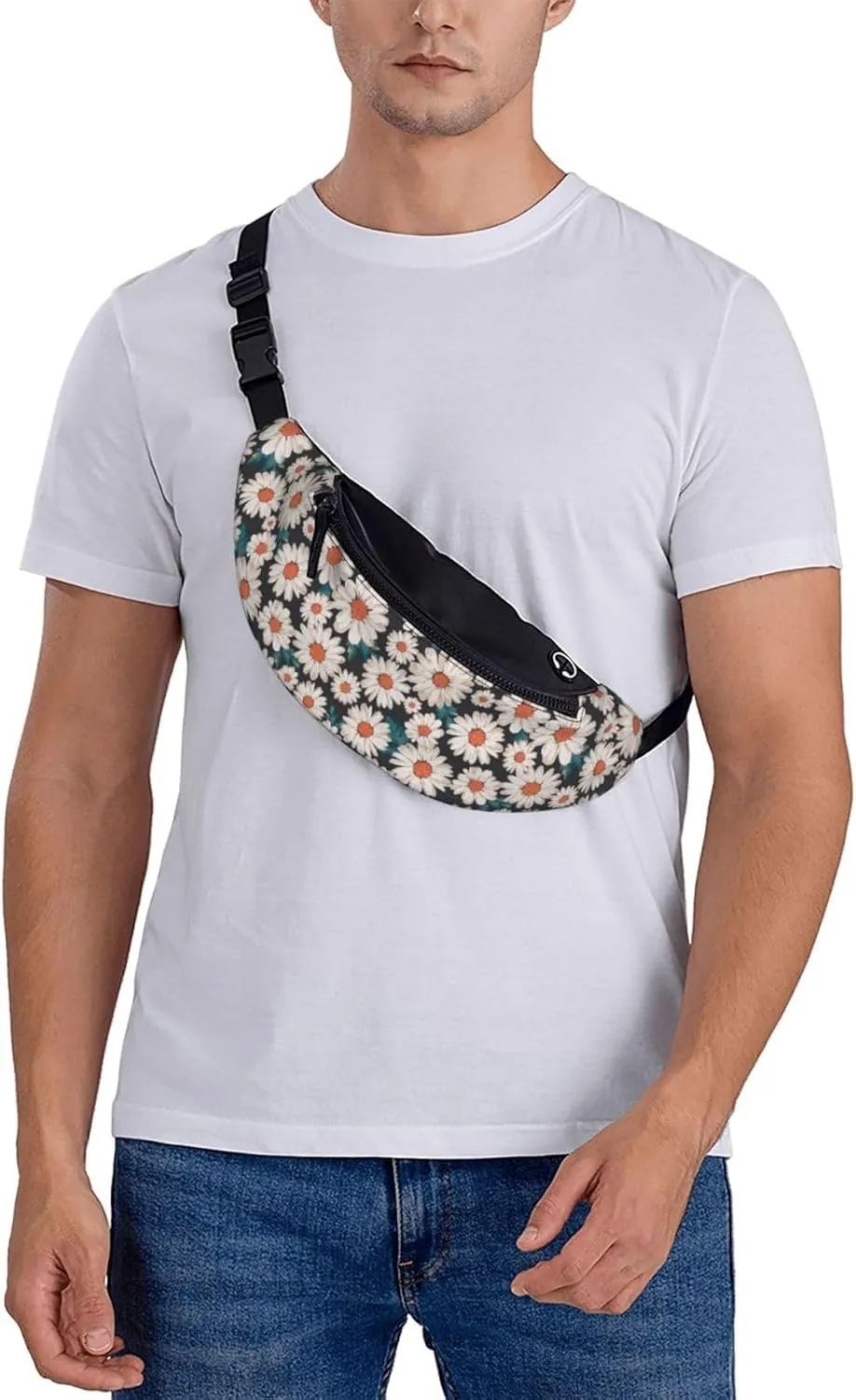 daisy beautiful flower wild garden Fashion casual fanny pack waist bag men women adjustable belt waist bag for travel hiking cycling running festival carnival