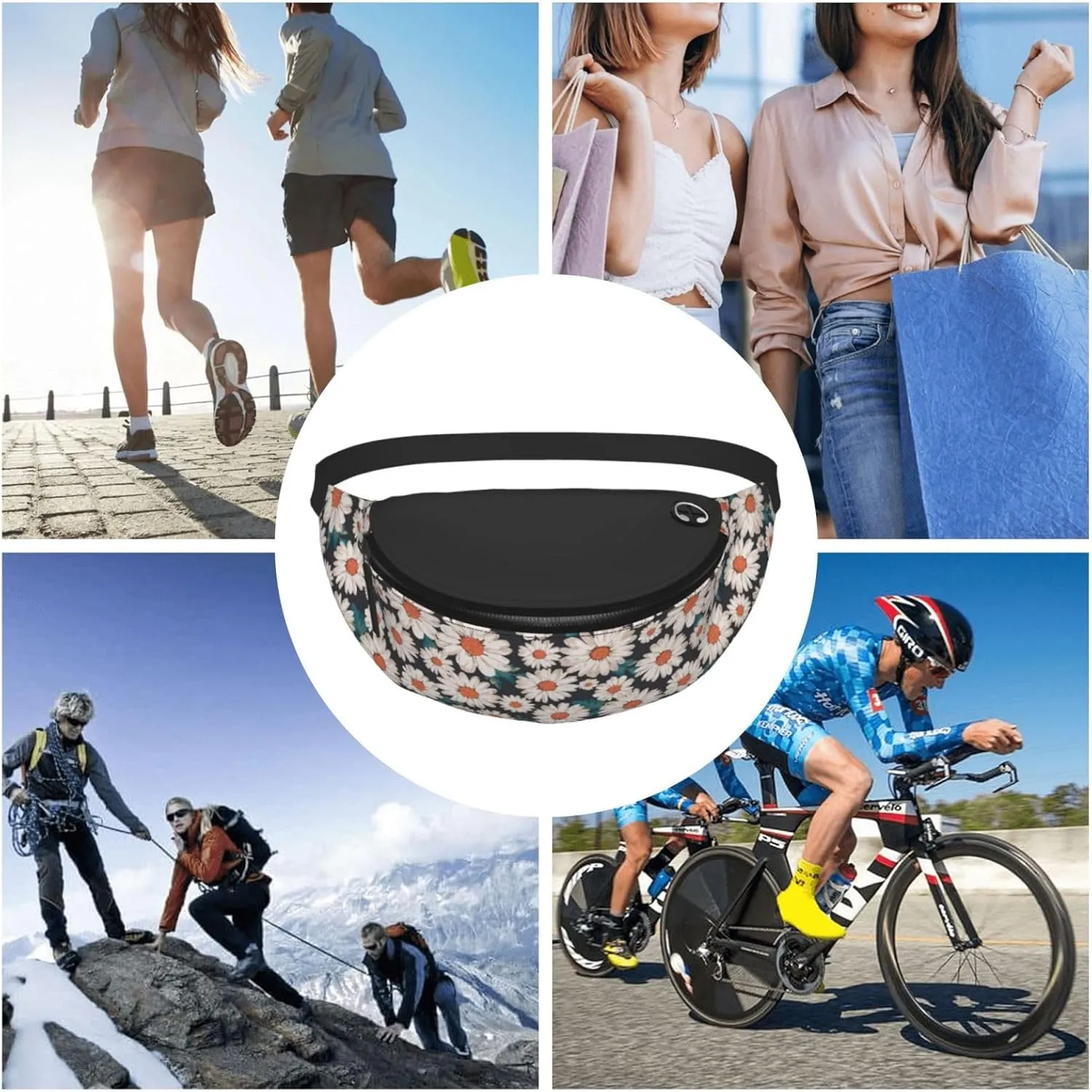daisy beautiful flower wild garden Fashion casual fanny pack waist bag men women adjustable belt waist bag for travel hiking cycling running festival carnival