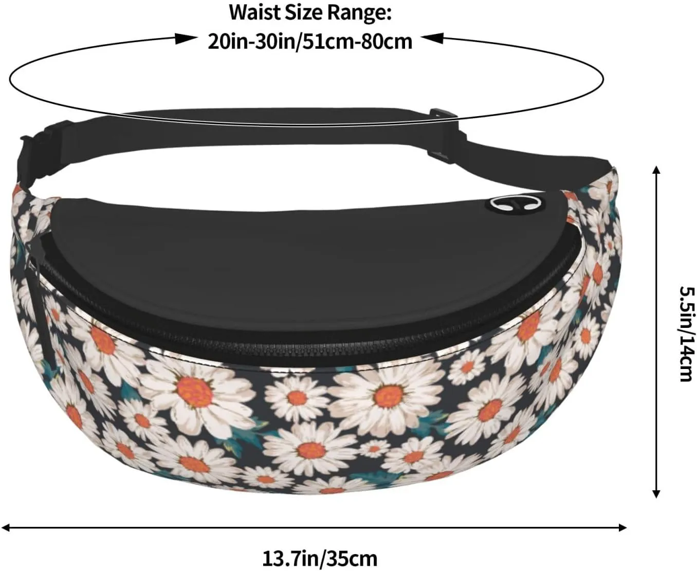 daisy beautiful flower wild garden Fashion casual fanny pack waist bag men women adjustable belt waist bag for travel hiking cycling running festival carnival