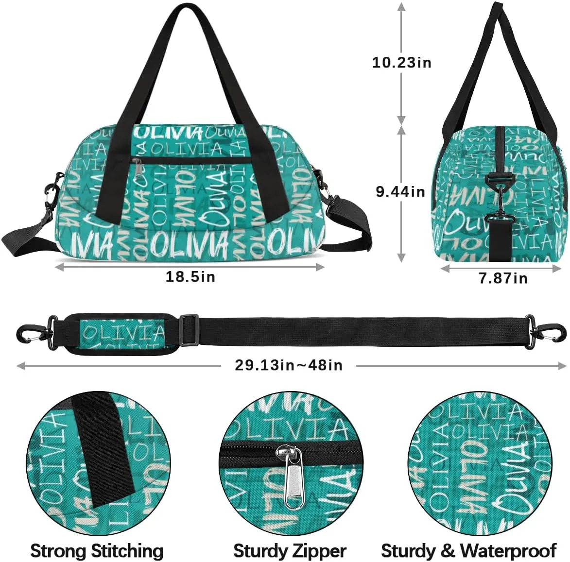 Dance Bag Custom Sport Bag Travel Duffel Bag Personalized Duffel Overnight Bag Cheer Bag Cheerleader Bag for Girls Boys Customized Gym Bag Kids Gifts - Coral Blue