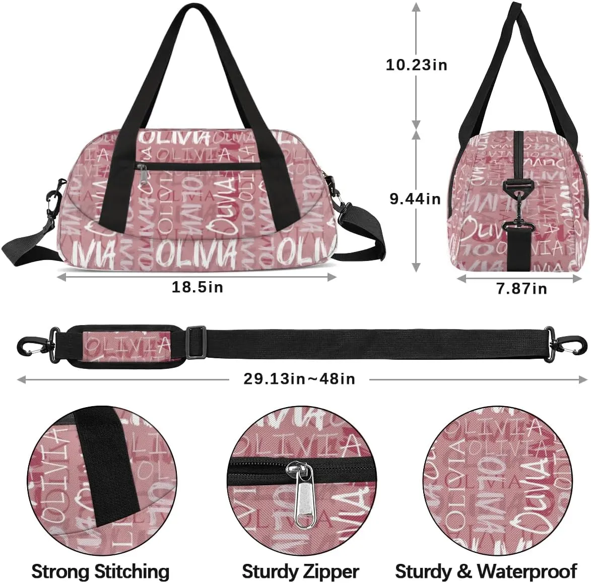 Dance Bag Custom Sport Bag Travel Duffel Bag Personalized Duffel Overnight Bag Cheer Bag Cheerleader Bag for Girls Boys Customized Gym Bag Kids Gifts - Coral Pink