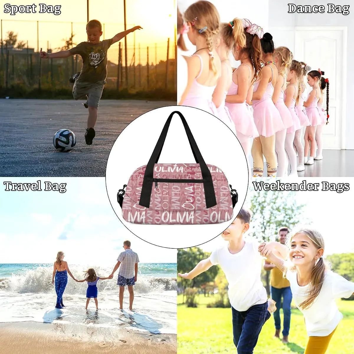 Dance Bag Custom Sport Bag Travel Duffel Bag Personalized Duffel Overnight Bag Cheer Bag Cheerleader Bag for Girls Boys Customized Gym Bag Kids Gifts - Coral Pink