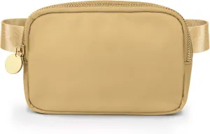DANCOUR Beige Nylon Waist Pack Crossbody Bag for Women - Fashionable Belt Bag with 3 Pockets