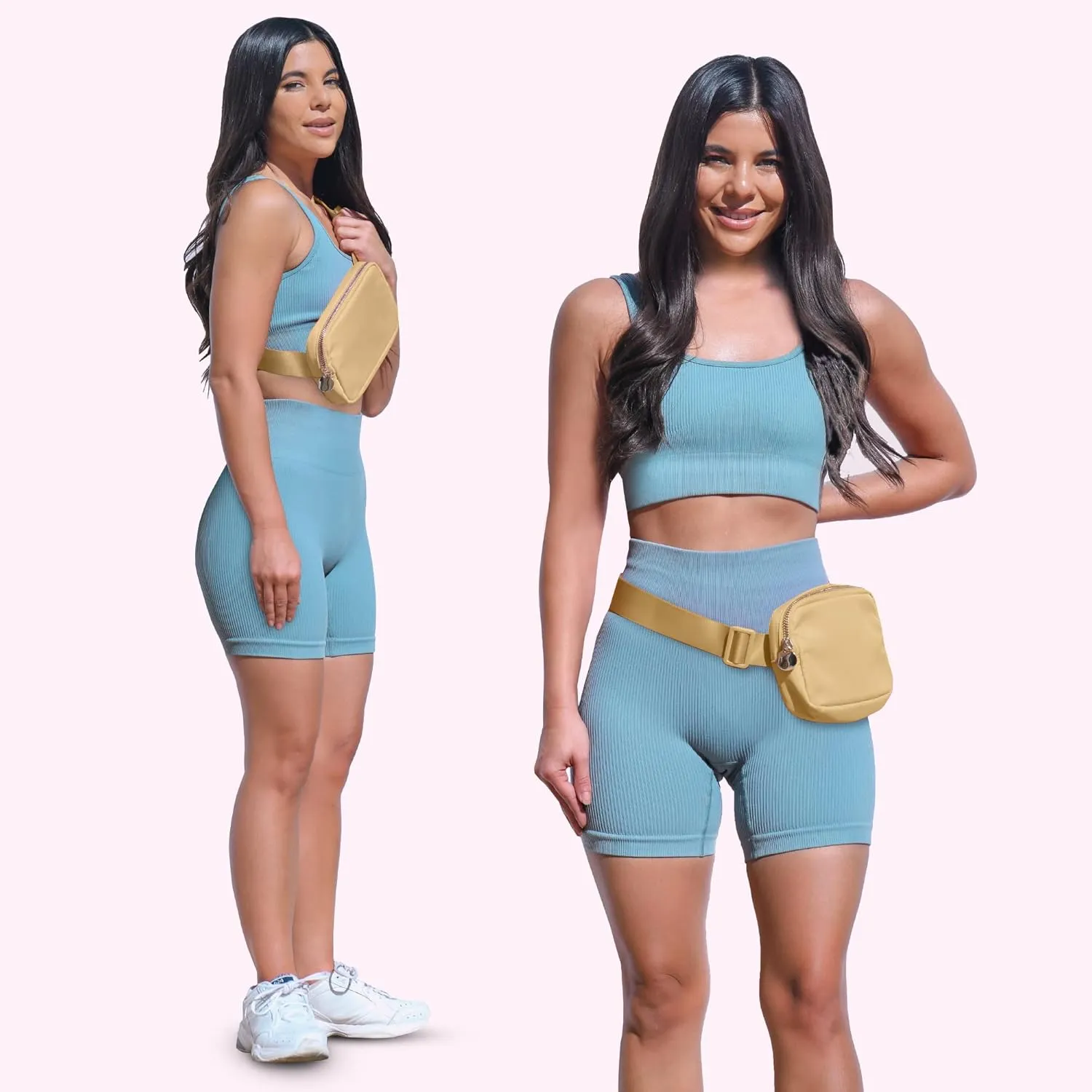 DANCOUR Beige Nylon Waist Pack Crossbody Bag for Women - Fashionable Belt Bag with 3 Pockets