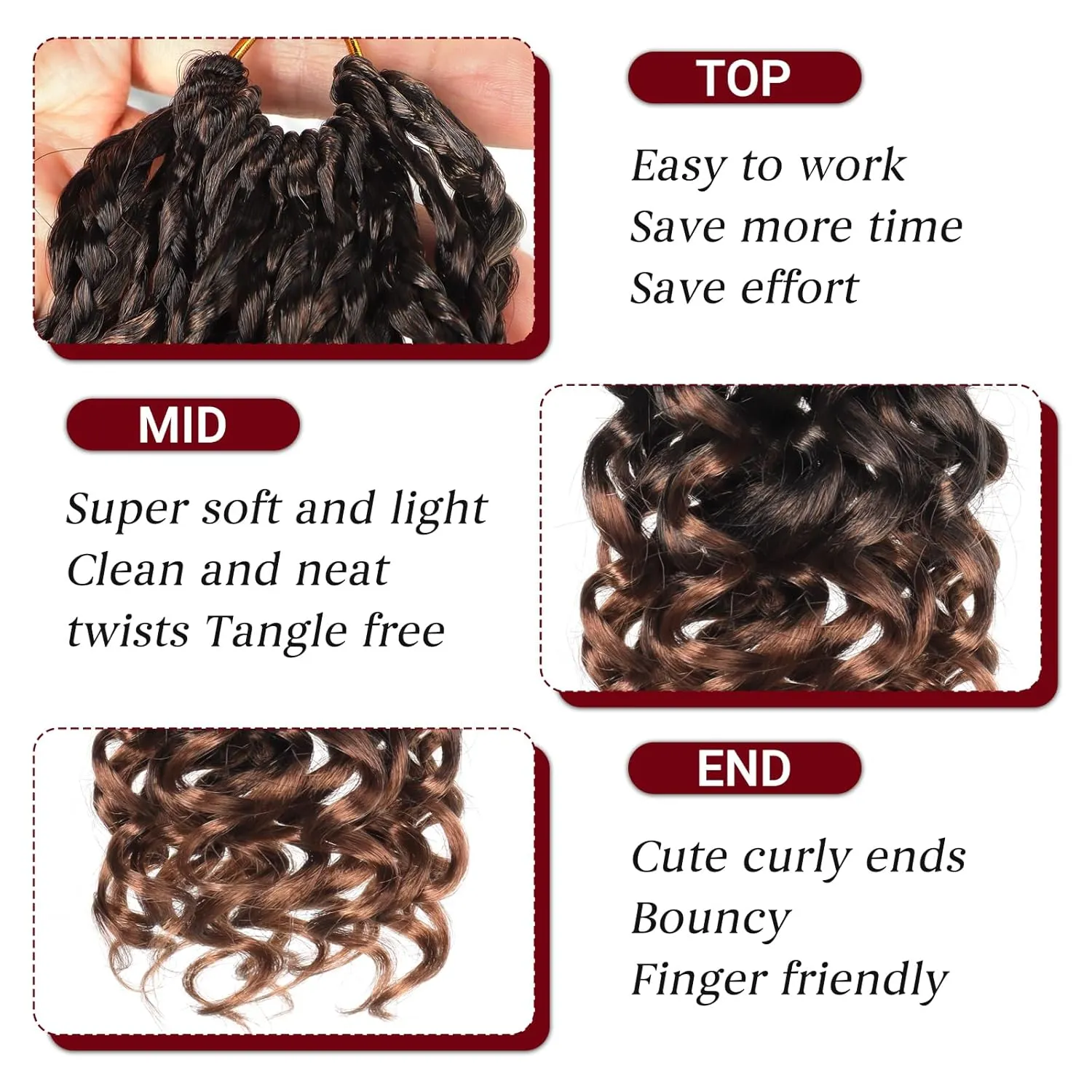 Datanala GoGo Curl Crochet Hair 12 Inch Pre-Looped Water Wave Crochet Hair 8 Packs Long Beach Curl Crochet Braiding Hair Synthetic Extensions For Women (T30, 12inch(8packs))