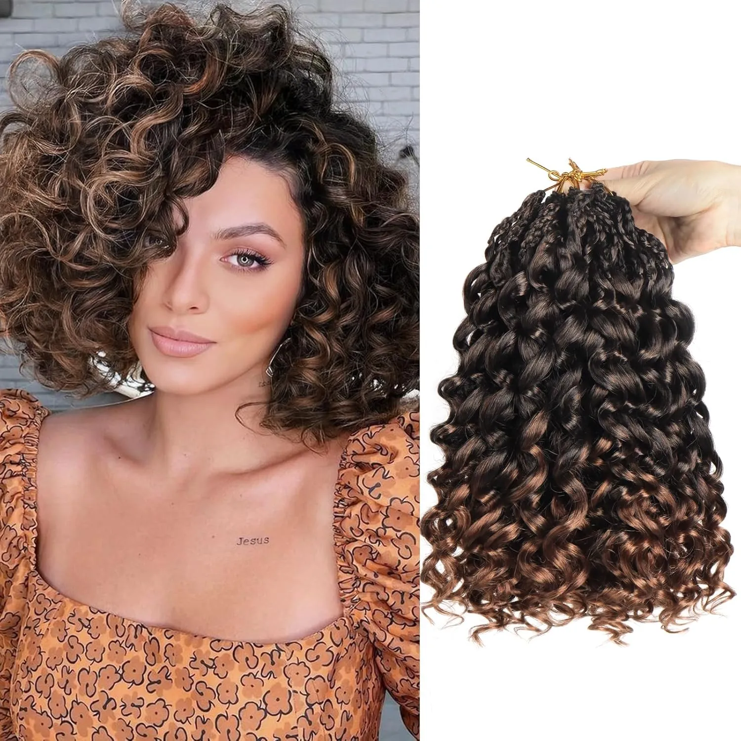 Datanala GoGo Curl Crochet Hair 12 Inch Pre-Looped Water Wave Crochet Hair 8 Packs Long Beach Curl Crochet Braiding Hair Synthetic Extensions For Women (T30, 12inch(8packs))