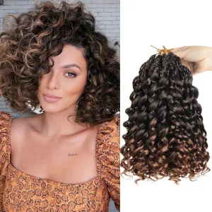 Datanala GoGo Curl Crochet Hair 12 Inch Pre-Looped Water Wave Crochet Hair 8 Packs Long Beach Curl Crochet Braiding Hair Synthetic Extensions For Women (T30, 12inch(8packs))